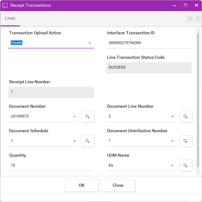 Procurement Module Order Receiving