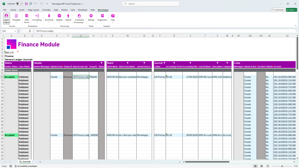 General Ledger Journals Integrator video thumbnail showing Excel-based journal upload for Oracle